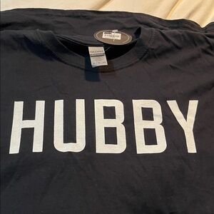 Men's T-Shirt in black with Hubby printed on it